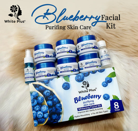 White Plus Blueberry Purifying Skin Care Whitening Facial Kit For All Skin Types - Dr Rashel Official