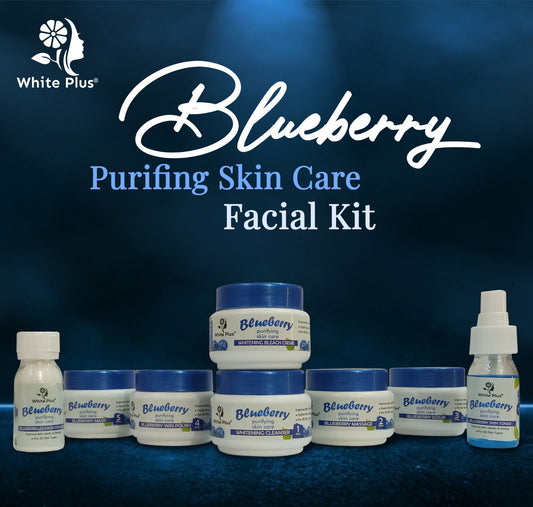 White Plus Blueberry Purifying Skin Care Whitening Facial Kit For All Skin Types - Dr Rashel Official