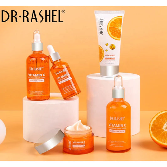 Dr. Rashel Vitamin C Brightening & Anti Aging Skin Care Series 5 Piece Set & Dr. Rashel Complete Facial Serum Set 3 Pack bundle deal