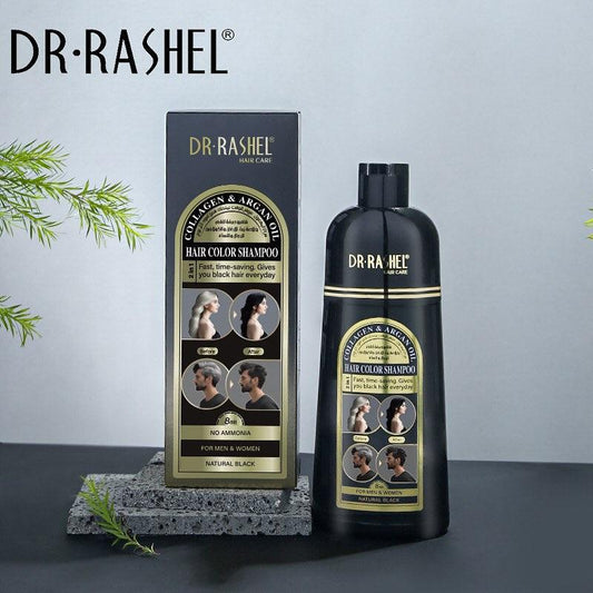 Dr.Rashel Collagen And Argan Oil Hair Color Shampoo Natural Black - 400ML - Dr Rashel Official