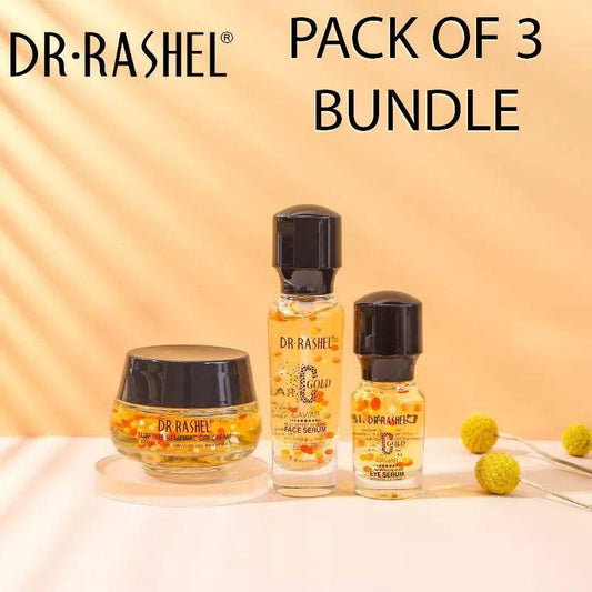 Dr.Rashel Gold Caviar Collagen Anti-Wrinkle & Firming Series - Gel Cream - Face Serum - Eye Serum - Pack Of 3 - Dr Rashel Official