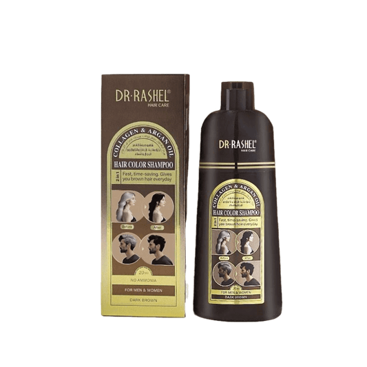 Dr.Rashel Collagen And Argan Oil Hair Color Shampoo Dark Brown -400ML - Dr Rashel Official