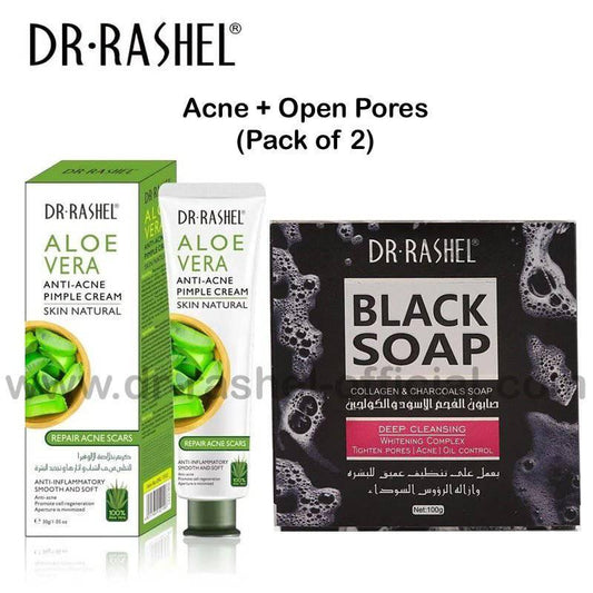 Dr.Rashel Charcoal Soap + Acne Pimple Cream - Pack of 2 - Dr Rashel Official
