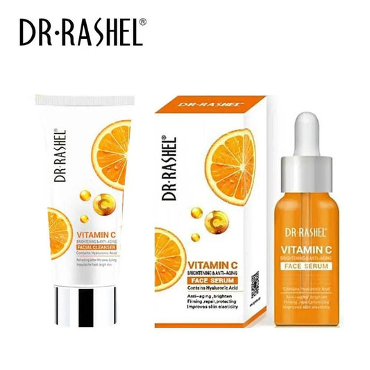 Dr.Rashel Vitamin C Brightening & Anti Aging Face Serum + Facial Cleanser - Pack of 2 - Dr Rashel Official