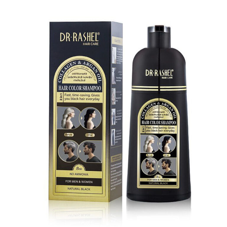   Dr.Rashel Collagen And Argan Oil Hair Color Shampoo Natural Black - 400ML