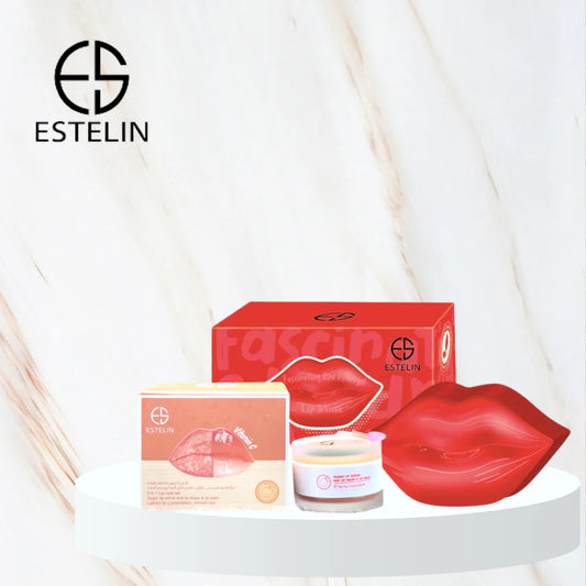 Estelin Fascinating Red Hydrogel Lip Mask & 3 In 1 Lip Care Set Vitamin C bundle deal