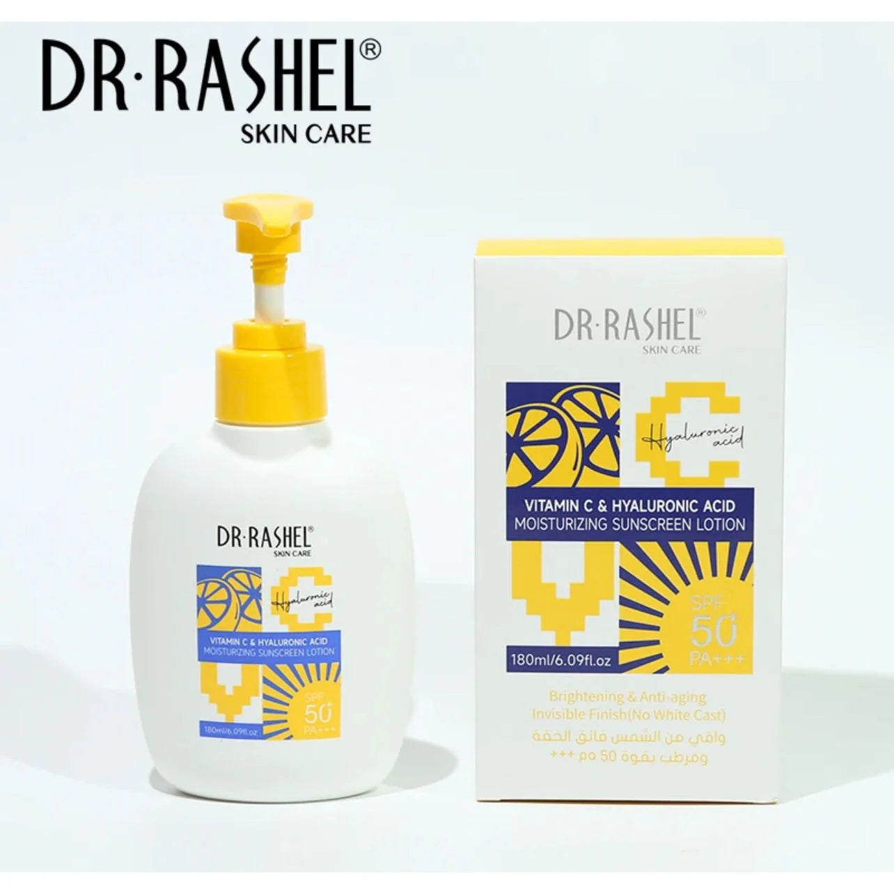 Dr Rashel Vitamin C Hyaluronic Acid Moisturizing Sunscreen Lotion 180ml SPF 50+