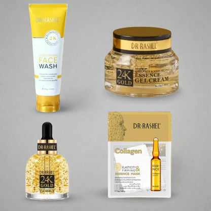   Combo - Dr. Rashel 24K Gold Face Wash, Gel Cream, Eye Serum & Essence Mask bundle deal