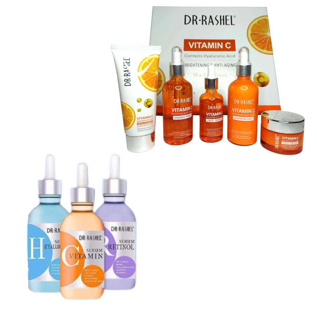 Dr. Rashel Vitamin C Brightening & Anti Aging Skin Care Series & Dr Rashel Complete Facial Serum Set bundle deal