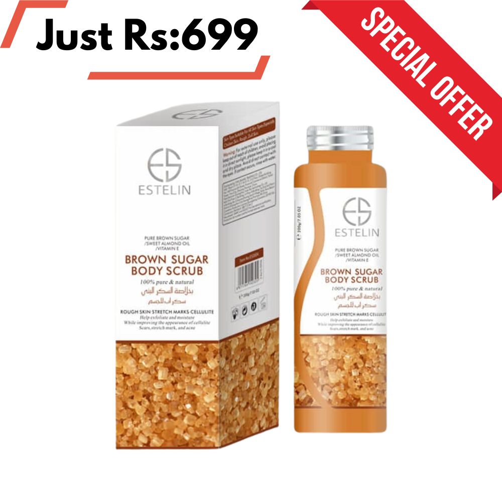   Estelin Pure Brown Sugar Sweet Almond & Vitamin E Oil Exfoliating Body Scrub - Brown Sugar