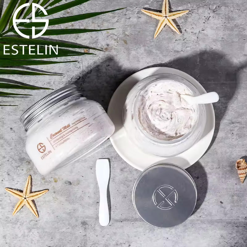 ESTELIN Coconut Milk Face Body Scrub Cream Exfoliating Moisturizing Smoothing and Whitening - 250G