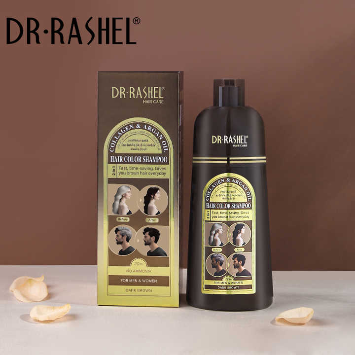 Dr.Rashel Collagen And Argan Oil Hair Color Shampoo Dark Brown -400ML