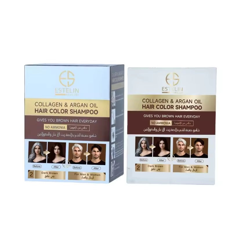 Estelin Collagen & Argan Oil Sachet Hair Color Shampoo - 25ML