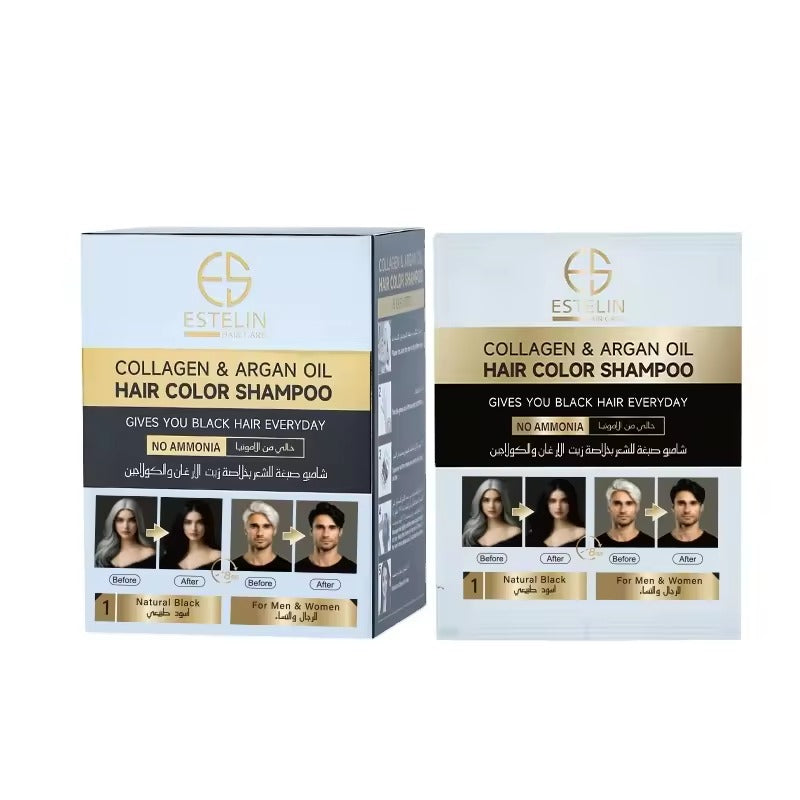 Estelin Collagen & Argan Oil Sachet Hair Color Shampoo - 25ML