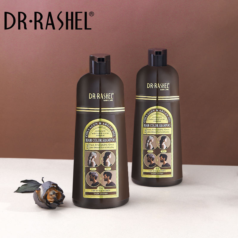 Dr.Rashel Collagen And Argan Oil Hair Color Shampoo Dark Brown -400ML