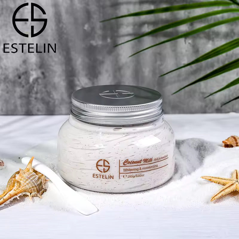   ESTELIN Coconut Milk Face Body Scrub Cream Exfoliating Moisturizing Smoothing and Whitening - 250G