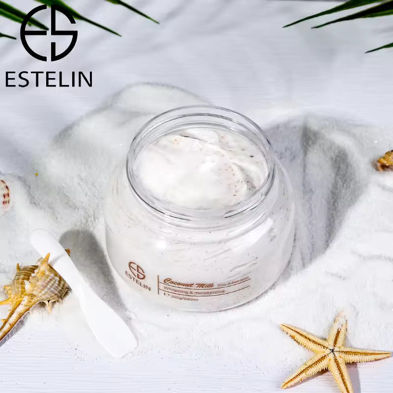 ESTELIN Coconut Milk Face Body Scrub Cream Exfoliating Moisturizing Smoothing and Whitening - 250G