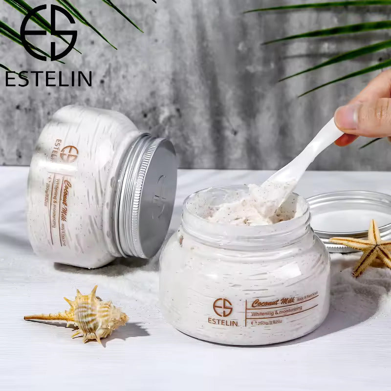   ESTELIN Coconut Milk Face Body Scrub Cream Exfoliating Moisturizing Smoothing and Whitening - 250G