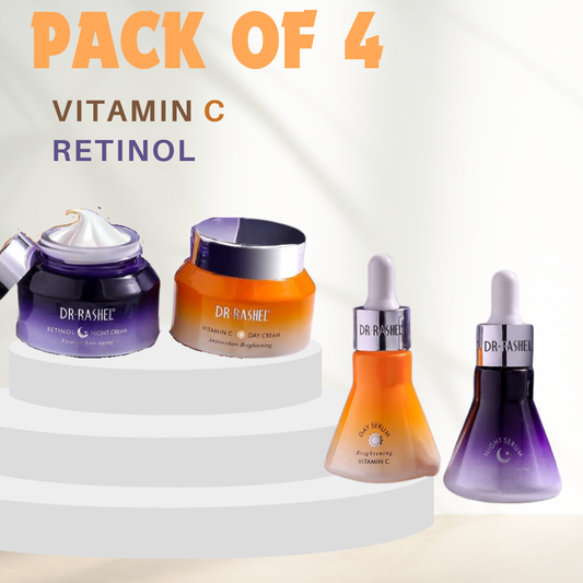 Dr.Rashel Vitamin C And Retinol Day & Night Cream  & Vitamin C & Rentinol Day & Night Face Serum bundle deal