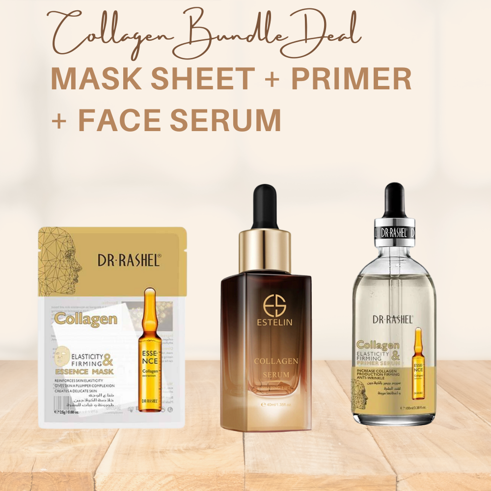   Dr.Rashel Collagen Primer Serum &  Estelin firming anti-aging collagen skin care serum  & Collagen Essence Mask bundle deal