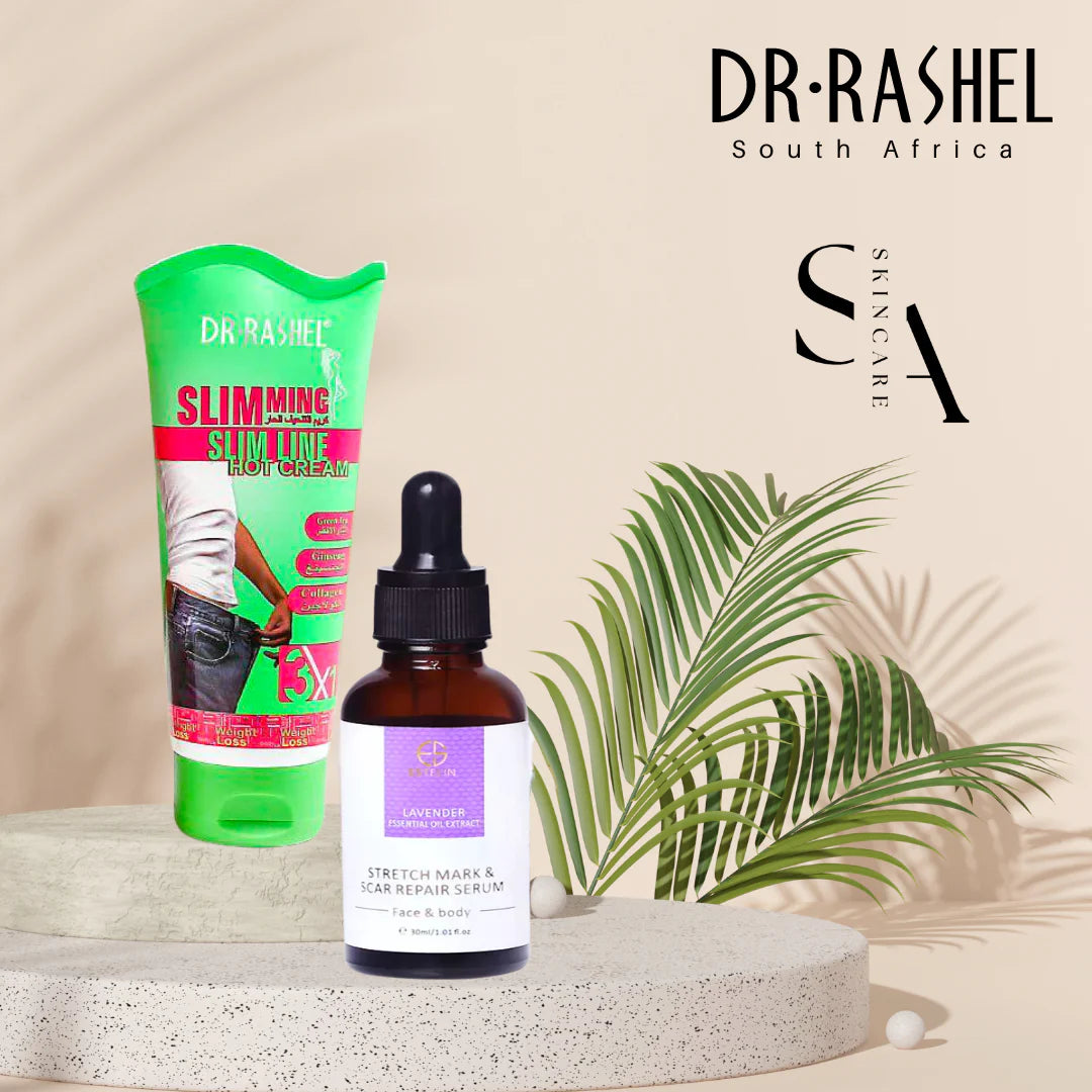   Dr. Rashel Slimming Slim Line Hot Cream & Estelin Lavender Essential Oil Extract Stretch Mark, Scar Repair Serum bundle deal