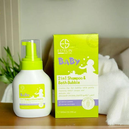   Estelin Baby 2 in 1 Shampoo And Bath Bubble For Gentle Cleaning 300ml