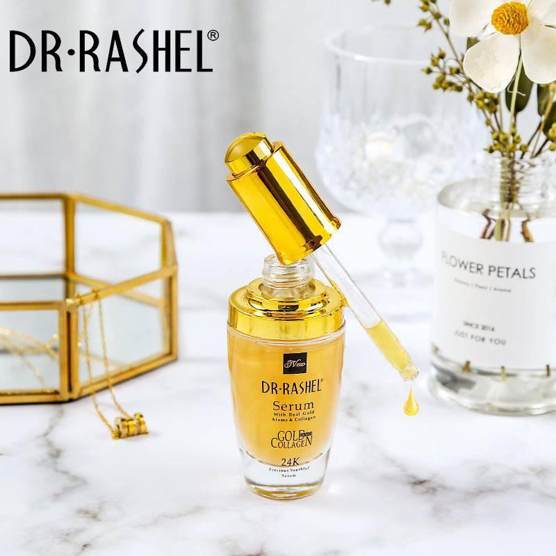 DR.RASHEL 24 K Real Gold Atoms Ampoule Collagen Makeup Primer Anti Wrinkle Hyaluronic Acid Face Whitening Serum - Dr Rashel Official