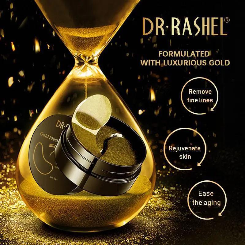 Dr.Rashel Skin Care 24k Gold Black Pearl Hydrogel Eye Mask 60pcs Brightening Lightening Moisturizing Eye Mask