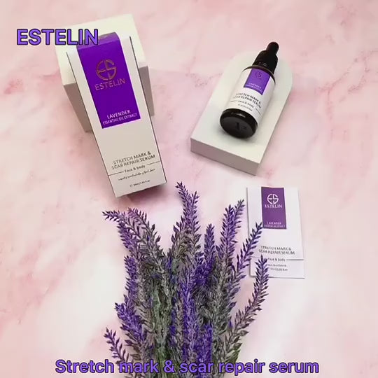 Estelin Lavender Essential Oil Extract Stretch Mark & Scar Repair Serum for Face & Body video