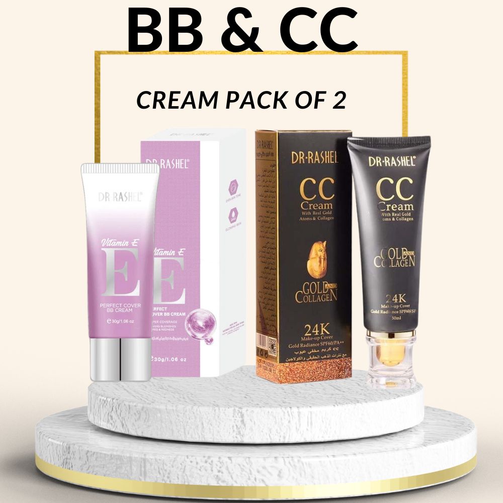DR.RASHEL Vitamin E  BB Cream Makeup Foundation -&  Dr.Rashel 24K CC Cream Gold & Collagen Make Up Cover  bundle deal