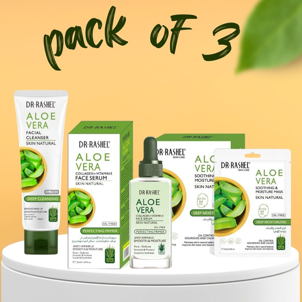   Dr.Rashel Aloe Vera  Face Serum & Aloe Vera Facial Cleanser &  Aloe Vera Mask Sheet  bundle  deal