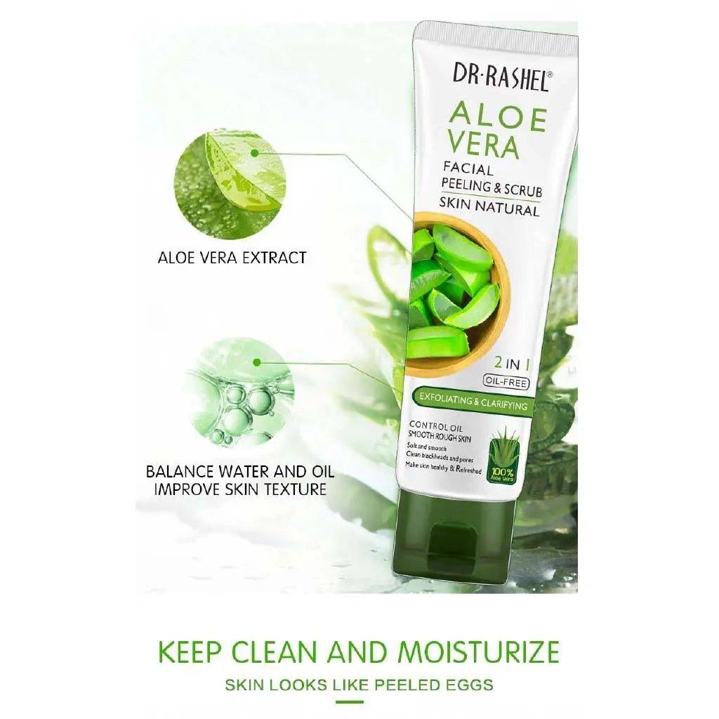 Dr. Rashel Aloe Vera Facial Peeling & Scrub Skin Natural 2 In 1 Oil-Free Exfoliating & Clarifying
