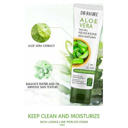   Dr. Rashel Aloe Vera Facial Peeling & Scrub Skin Natural 2 In 1 Oil-Free Exfoliating & Clarifying