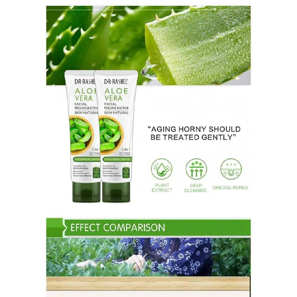   Dr. Rashel Aloe Vera Facial Peeling & Scrub Skin Natural 2 In 1 Oil-Free Exfoliating & Clarifying