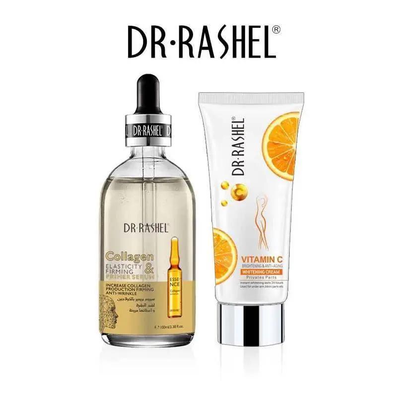Dr.Rashel Collagen Elasticity &amp; Firming Primer Serum + Vitamin C Whitening Cream for Private Parts - 2 کا پیک