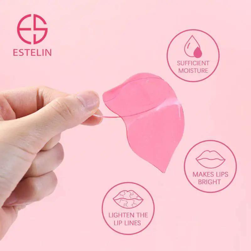   ESTELIN Cherry Blossom Pink Hydrating Lip Patch Sleeping Lip Mask - 60g - 22 Pcs